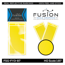 Load image into Gallery viewer, HO Scale Railroad Freight Car Bright Yellow Reflective Markings Set - Smokebox Graphics Discontinued 3 Pack Reflectors  Fusion Scale Graphics