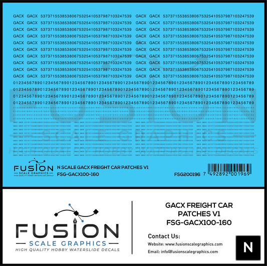 N Scale GACX Freight Car Lettering Decal Set Font 1