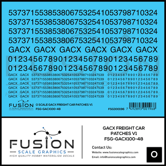 O Scale GACX Freight Car Lettering Decal Set Font 1