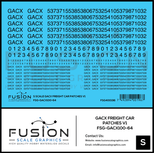 S Scale GACX Freight Car Lettering Decal Set Font 1
