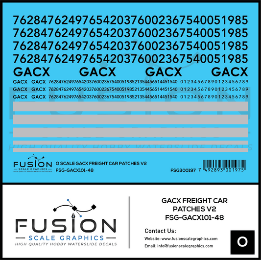 O Scale GACX Freight Car Lettering Decal Set Font 2