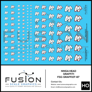 HO Scale Ninga Head Graffiti Decal Set