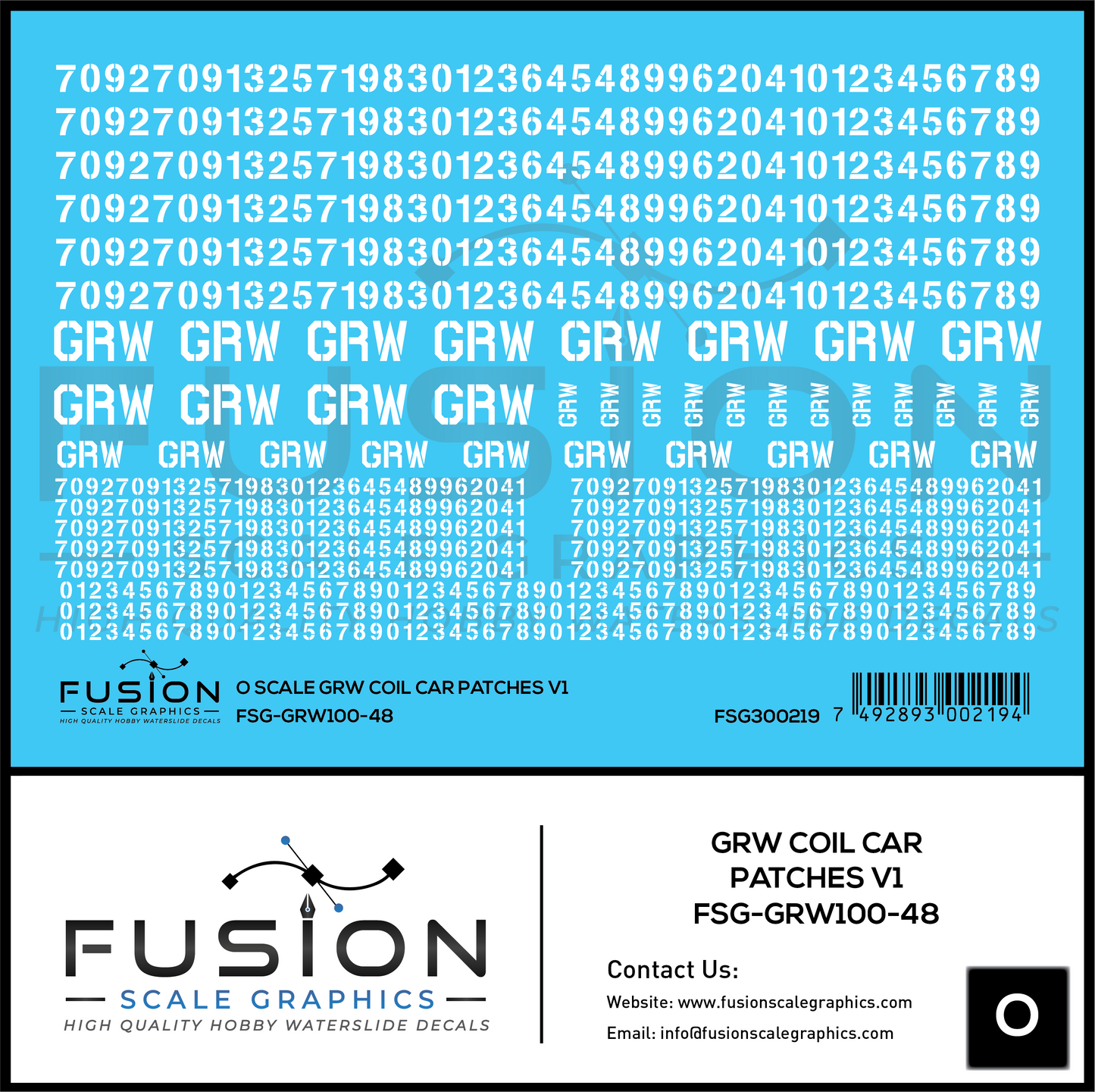 O Scale GRW Ex EJE Coil Cars Patch Decal Set
