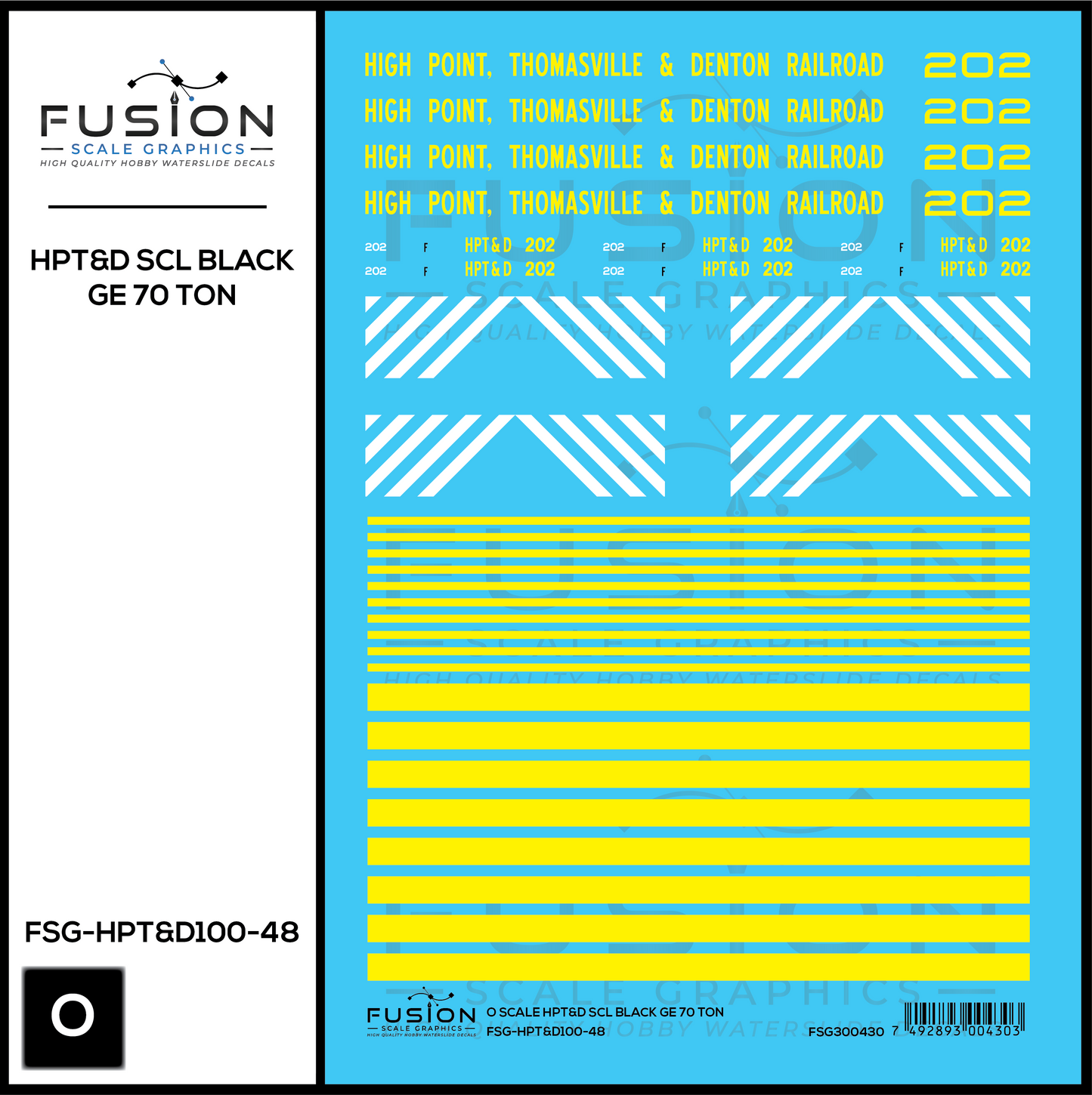O Scale High Point Thomasville & Denton Railroad SCL Black GE 70 Ton Switcher Locomotive Decal Set