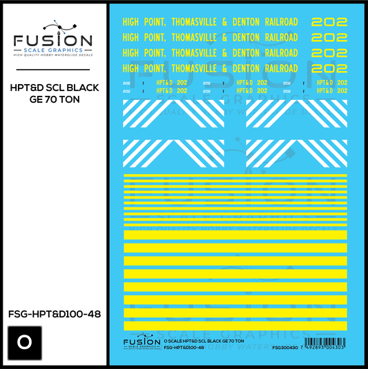 O Scale High Point Thomasville & Denton Railroad SCL Black GE 70 Ton Switcher Locomotive Decal Set