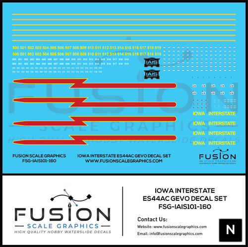 N Scale Iowa Interstate ES44AC Locomotive Decal Set