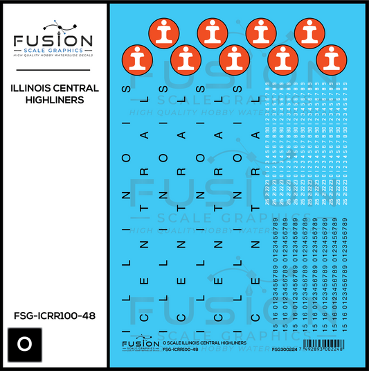 O Scale Illinois Central Railroad Highliner Decal Set
