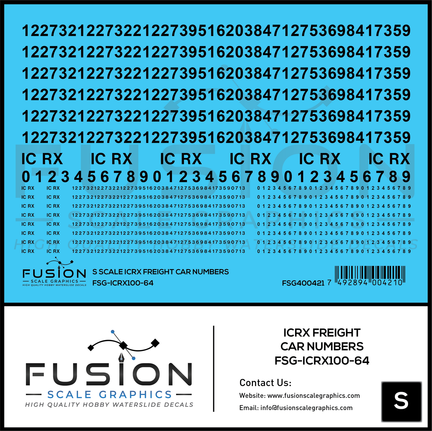 S Scale ICRX Freight Car Numbers Decal Set