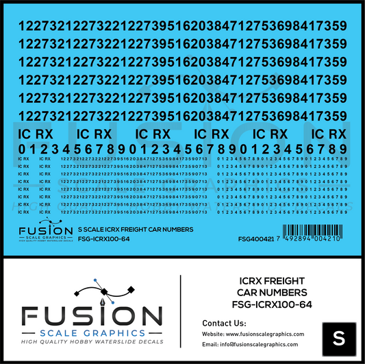 S Scale ICRX Freight Car Numbers Decal Set