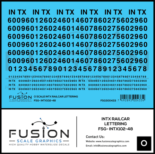 O Scale INTX Railcar Lettering Decal Set
