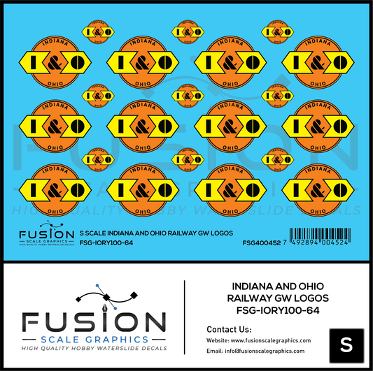 S Scale Indiana and Ohio Railway GW Railroad Logos Decal Set