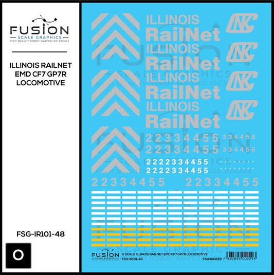 O Scale Illinois Railnet EMD CF7 GP7R Locomotive Decal Set