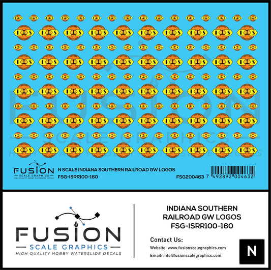 N Scale Indiana Southern Railroad GW Railroad Logos Decal Set
