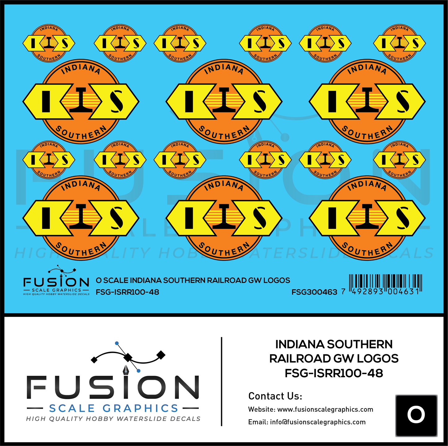 O Scale Indiana Southern Railroad GW Railroad Logos Decal Set