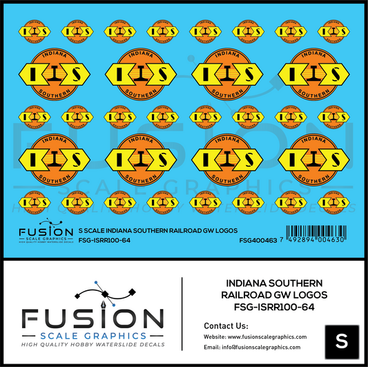 S Scale Indiana Southern Railroad GW Railroad Logos Decal Set