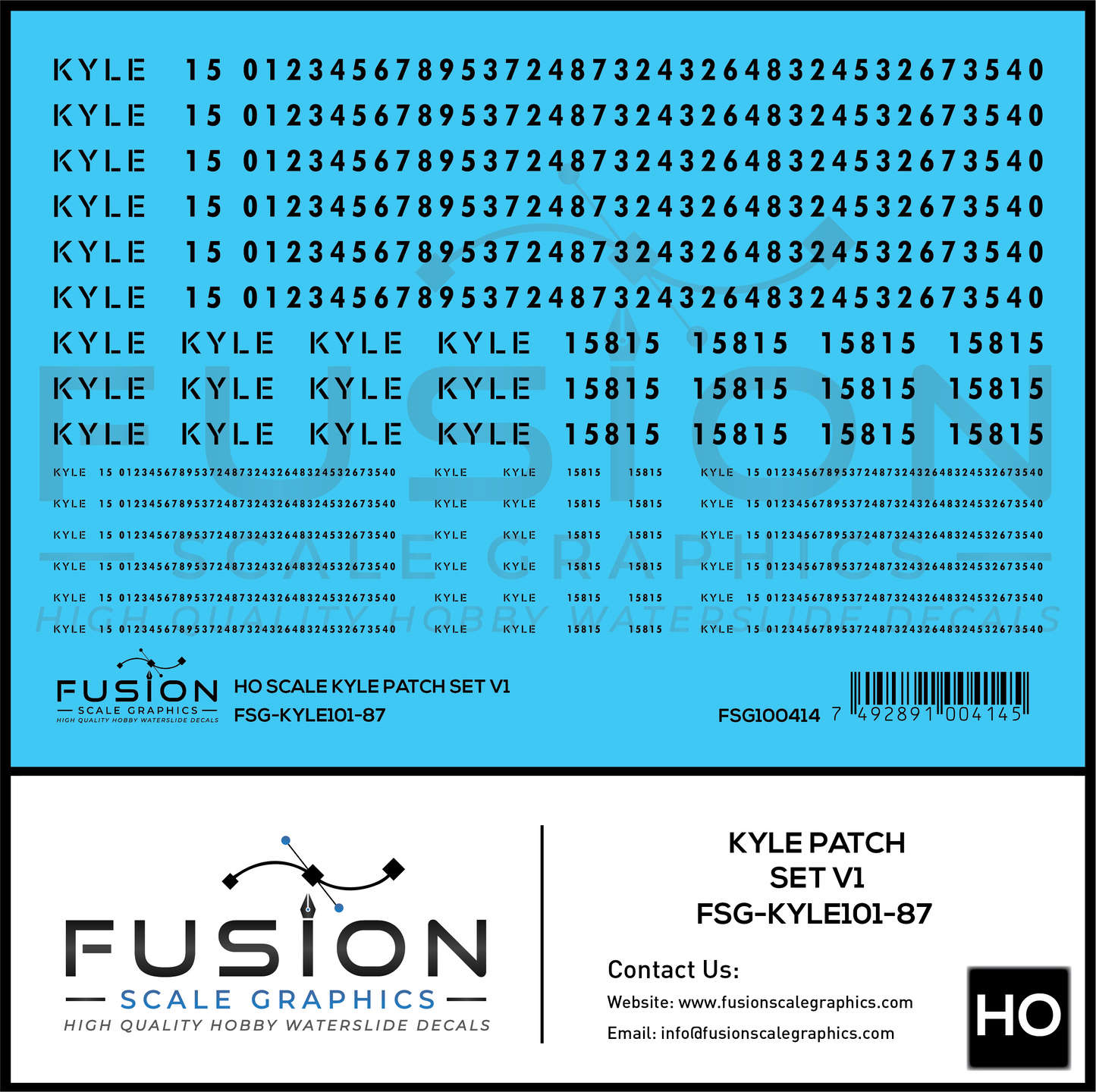 HO Scale KYLE Patch Set V1 Decal Set