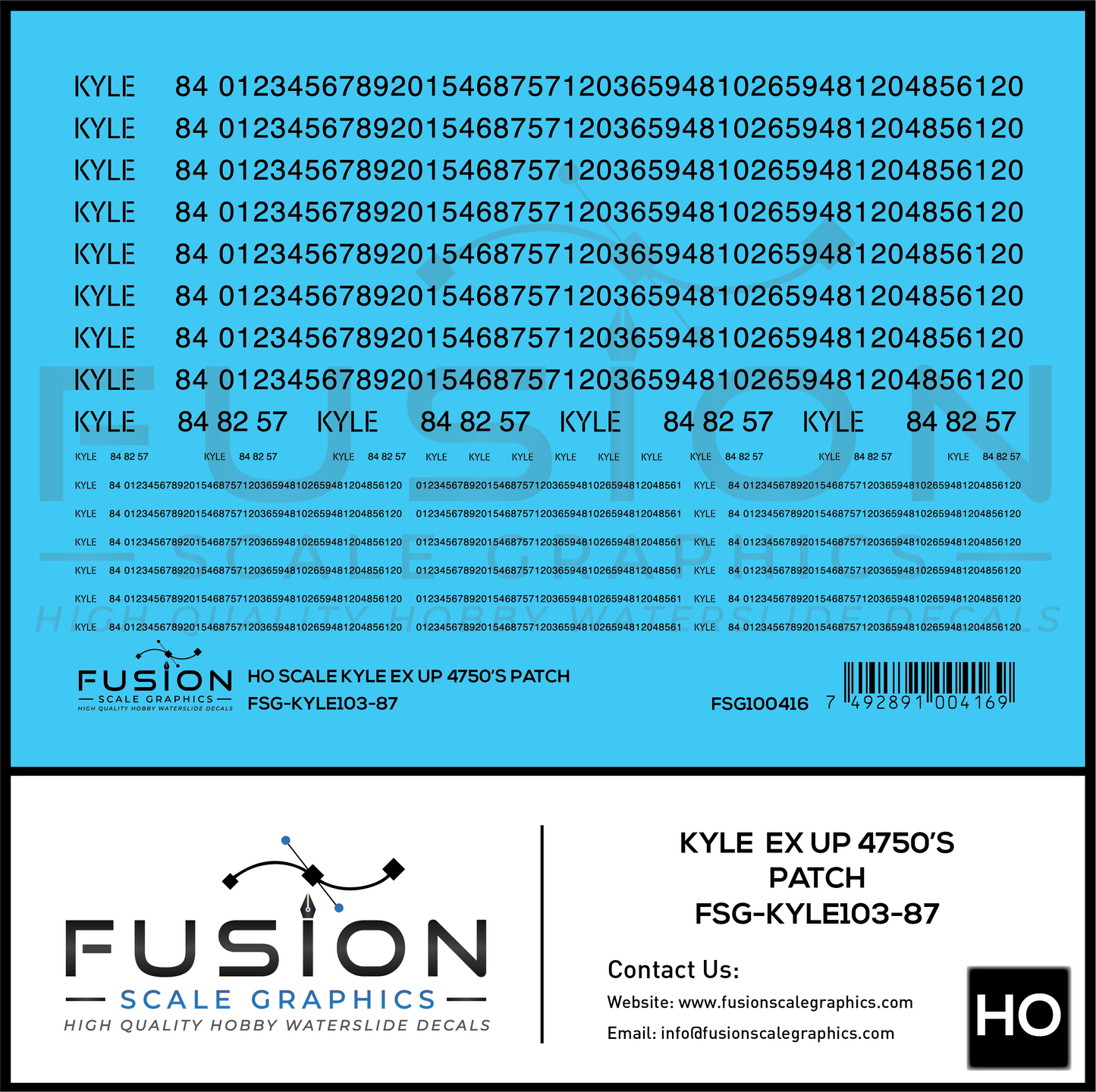 HO Scale KYLE EX UP 4750 Covered Hopper Patch Set