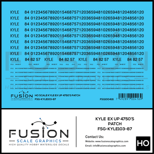 HO Scale KYLE EX UP 4750 Covered Hopper Patch Set