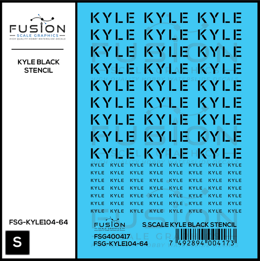 S Scale KYLE Black Stencil Decal Set