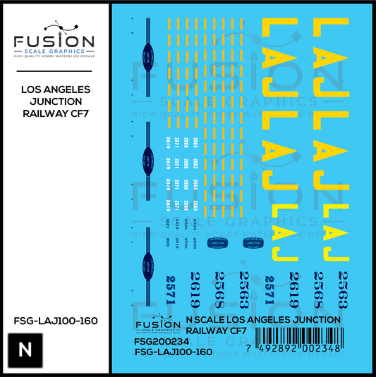 N Scale Los Angeles Junction Railway CF7 Locomotives Decal Set