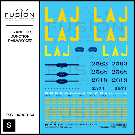 S Scale Los Angeles Junction Railway CF7 Locomotives Decal Set
