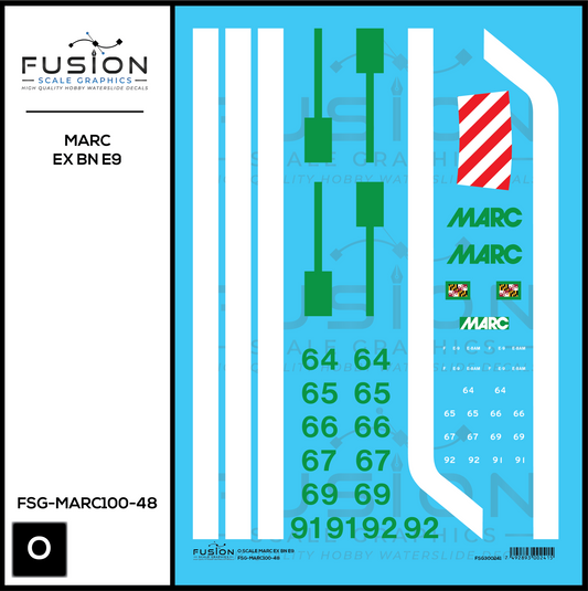 O Scale MARC Ex BN EMD E9 Locomotive Decal Set