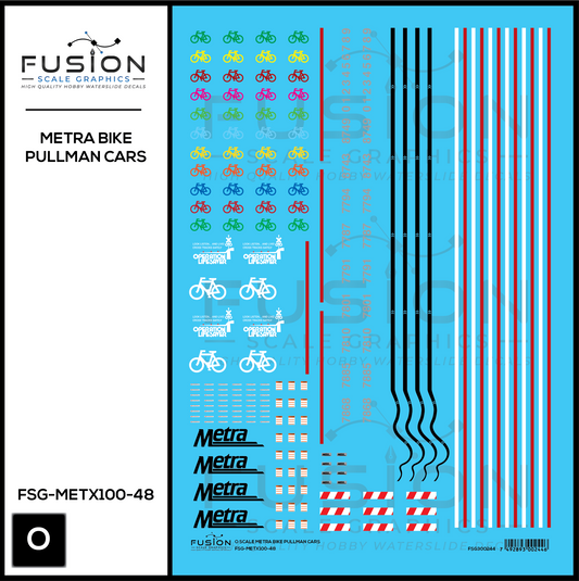 O Scale Metra Bike Pullman Cars Decal Set