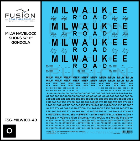 O Scale Milwaukee Road Havelock Shops 52' 6" Gondola Decal Set