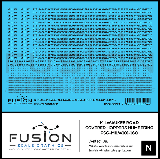 N Scale Milwaukee Road Covered Hoppers Numbering Decal Set