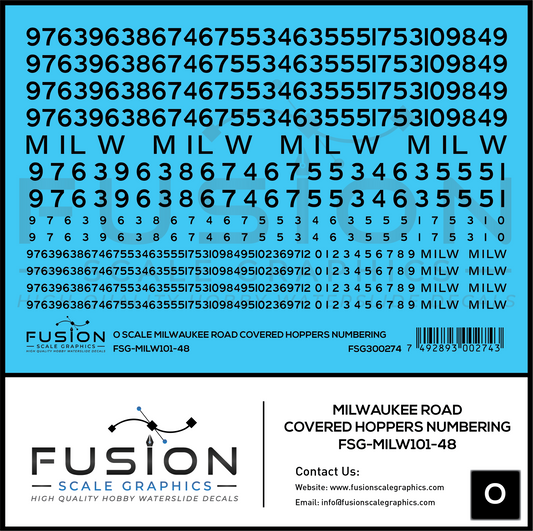 O Scale Milwaukee Road Covered Hoppers Numbering Decal Set