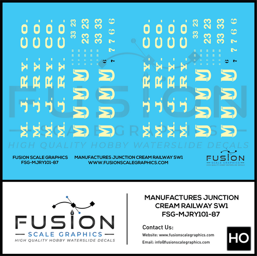 HO Scale Manufactures Junction Railway EMD SW1 Locomotives Cream Color Decal Set