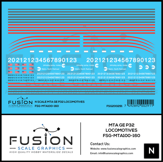 N Scale MTA GE P32 Locomotive Decal Set