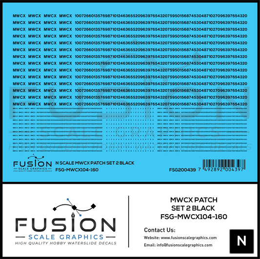 N Scale MWCX Freight Car Patching Decal Set 2 Black