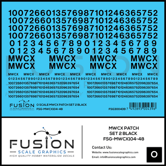 O Scale MWCX Freight Car Patching Decal Set 2 Black