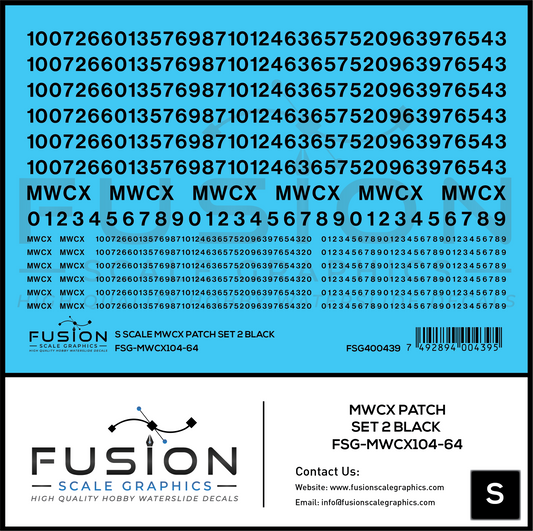 S Scale MWCX Freight Car Patching Decal Set 2 Black