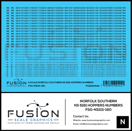 N Scale Norfolk Southern 5161 Hopper Renumbering Decal Set