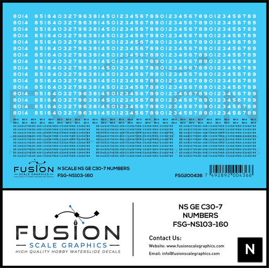 N Scale Norfolk Southern GE C30-7 Locomotive Renumber Decal Set