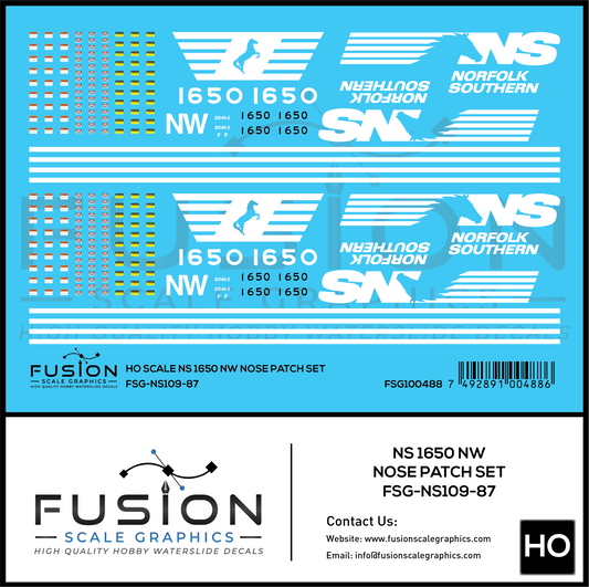 HO Scale Norfolk Southern 1650 N&W Nose Patch Decal Set