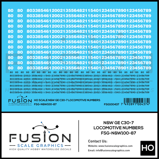 HO Scale Norfolk & Western GE C30-7 Locomotive Renumber Decal Set