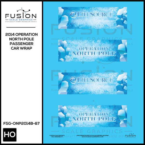 HO Scale Metra Operation North Pole 2014 Passenger Car Wrap Decal Set