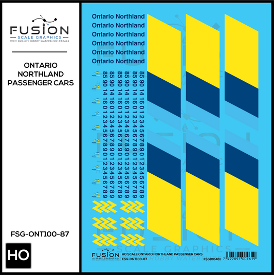 HO Scale Ontario Northland Passenger Cars Decal Set