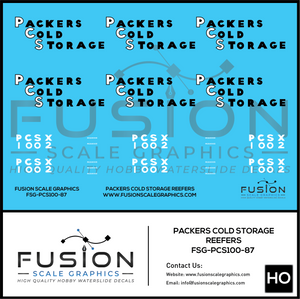 HO Scale Packers Cold Storage Reefer Car Decal Set