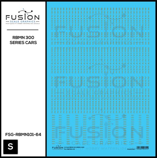 S Scale Reading Blue Mountain & Northern 300 Series Passenger Cars Decal Set