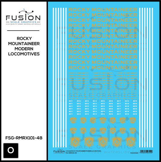 O Scale Rocky Mountaineer Modern Locomotives Decal Set