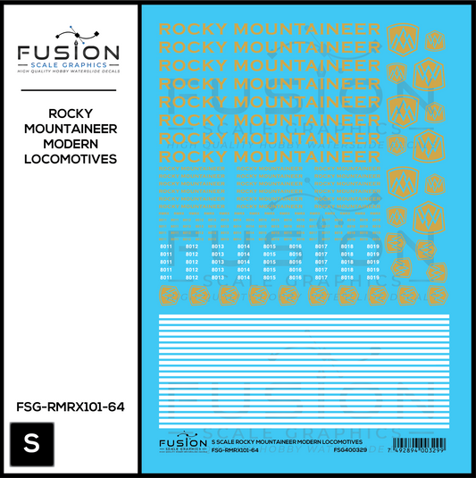 S Scale Rocky Mountaineer Modern Locomotives Decal Set