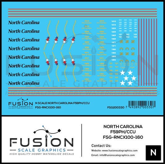 N Scale North Carolina DOT EMD F59PH/CCU Decal Set