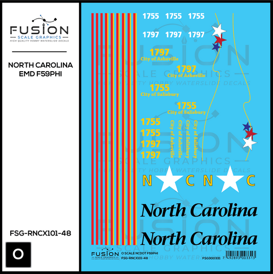 O Scale North Carolina E DOT EMD F59PHI Locomotive Decal Set
