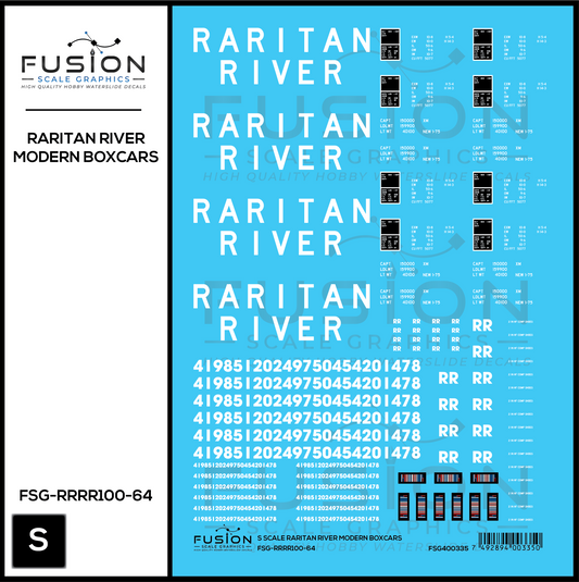 S Scale Raritan River Modern Boxcars Decal Set