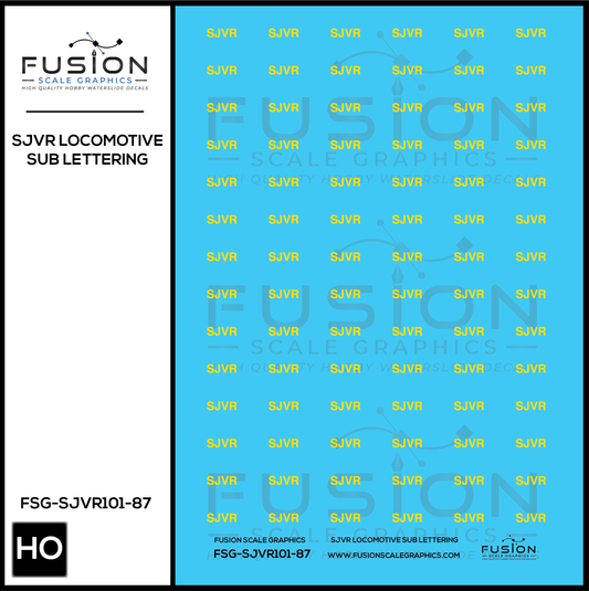 HO Scale San Joaquin Valley SJVR Railroad Locomotive Sub Lettering Decal Set