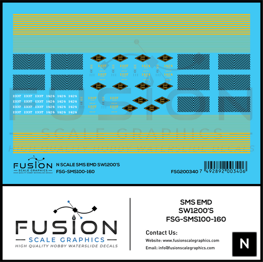 N Scale SMS Lines EMD SW1200 Locomotives Decal Set